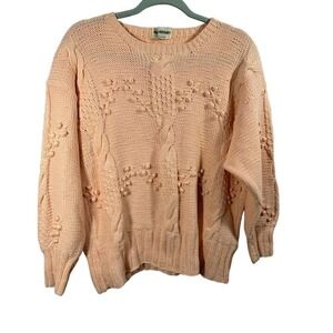 Deirdre McGuire Vintage‎ Peach Sweater Handmade in Ireland Chunky Preppy Y2K